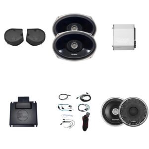 Cicada Audio CX65.2 Coaxial Speakers 6.5-inch - 2 Ohm & CX69.2 Coaxial Speakers 6x9-inch - 2 Ohm, with FLX700.4 - 4 Channel x 175 Watts @ 2 Ohm Amplifier with All Install Accessories compatible with 24+ Harley Street Glide - Creative Audio